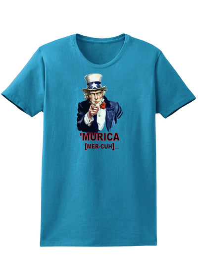 Uncle Sam Merica Womens Dark T-Shirt-TooLoud-Turquoise-X-Small-Davson Sales