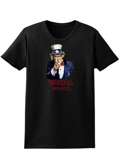 Uncle Sam Merica Womens Dark T-Shirt-TooLoud-Black-X-Small-Davson Sales