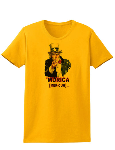 Uncle Sam Merica Womens T-Shirt-Womens T-Shirt-TooLoud-Gold-X-Small-Davson Sales