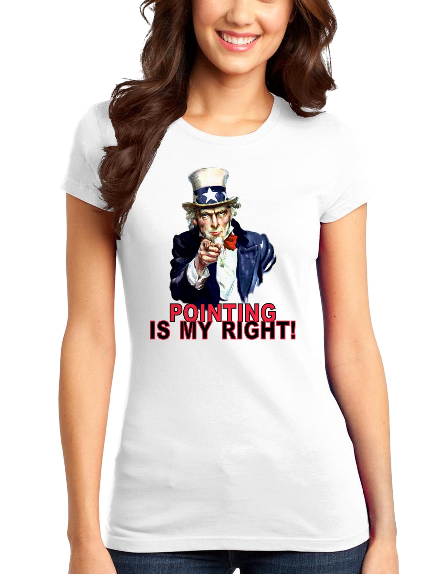 Uncle Sam Pointing is my Right Juniors T-Shirt-Womens Juniors T-Shirt-TooLoud-White-Small-Davson Sales