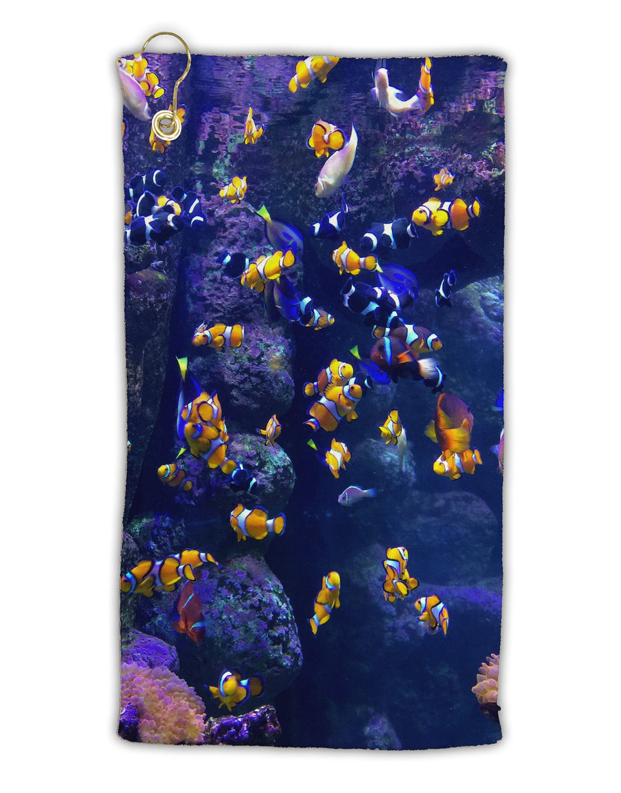 Underwater Ocean View Clownfish Micro Terry Gromet Golf Towel 15 x 22 Inch All Over Print-Golf Towel-TooLoud-White-Davson Sales