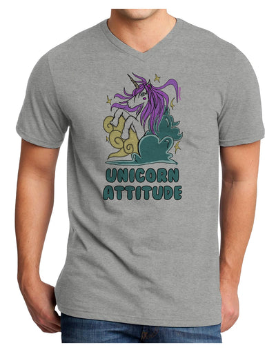 Unicorn Attitude Adult V-Neck T-shirt-Mens V-Neck T-Shirt-TooLoud-HeatherGray-Small-Davson Sales