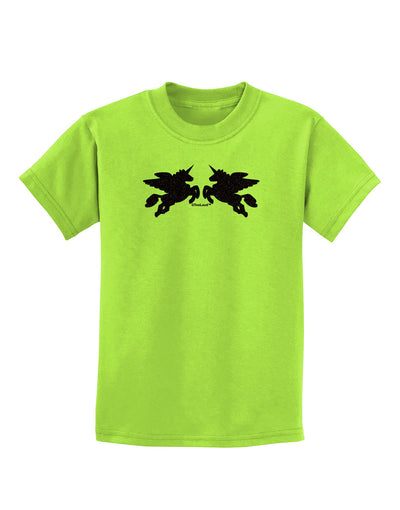 Unicorn Pegasus Black Glitter Childrens T-Shirt by TooLoud-Childrens T-Shirt-TooLoud-Lime-Green-X-Small-Davson Sales