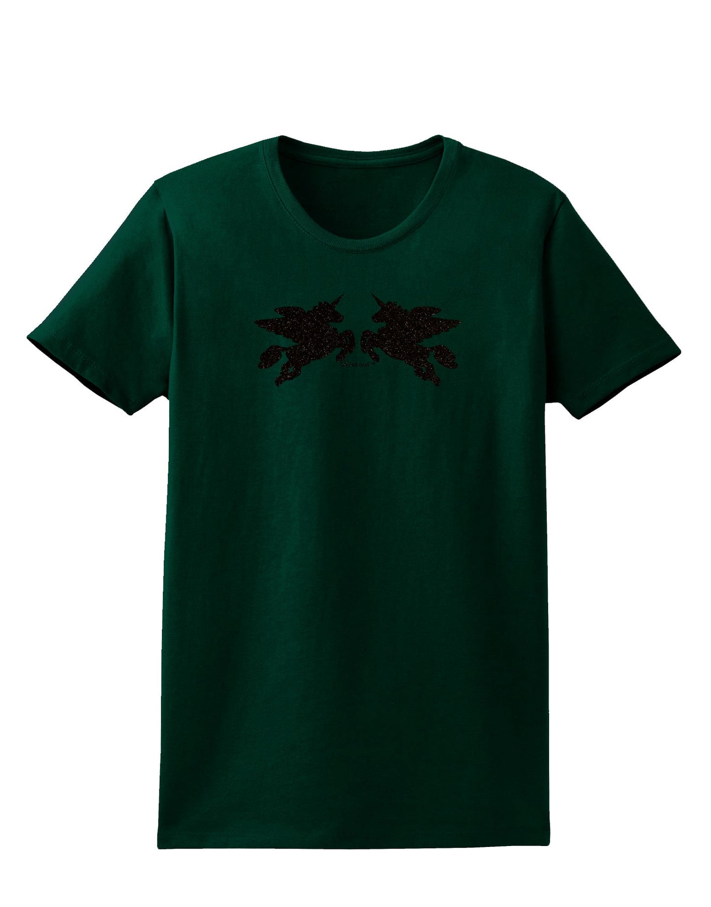 Unicorn Pegasus Black Glitter Womens Dark T-Shirt by TooLoud-Womens T-Shirt-TooLoud-Forest-Green-Small-Davson Sales
