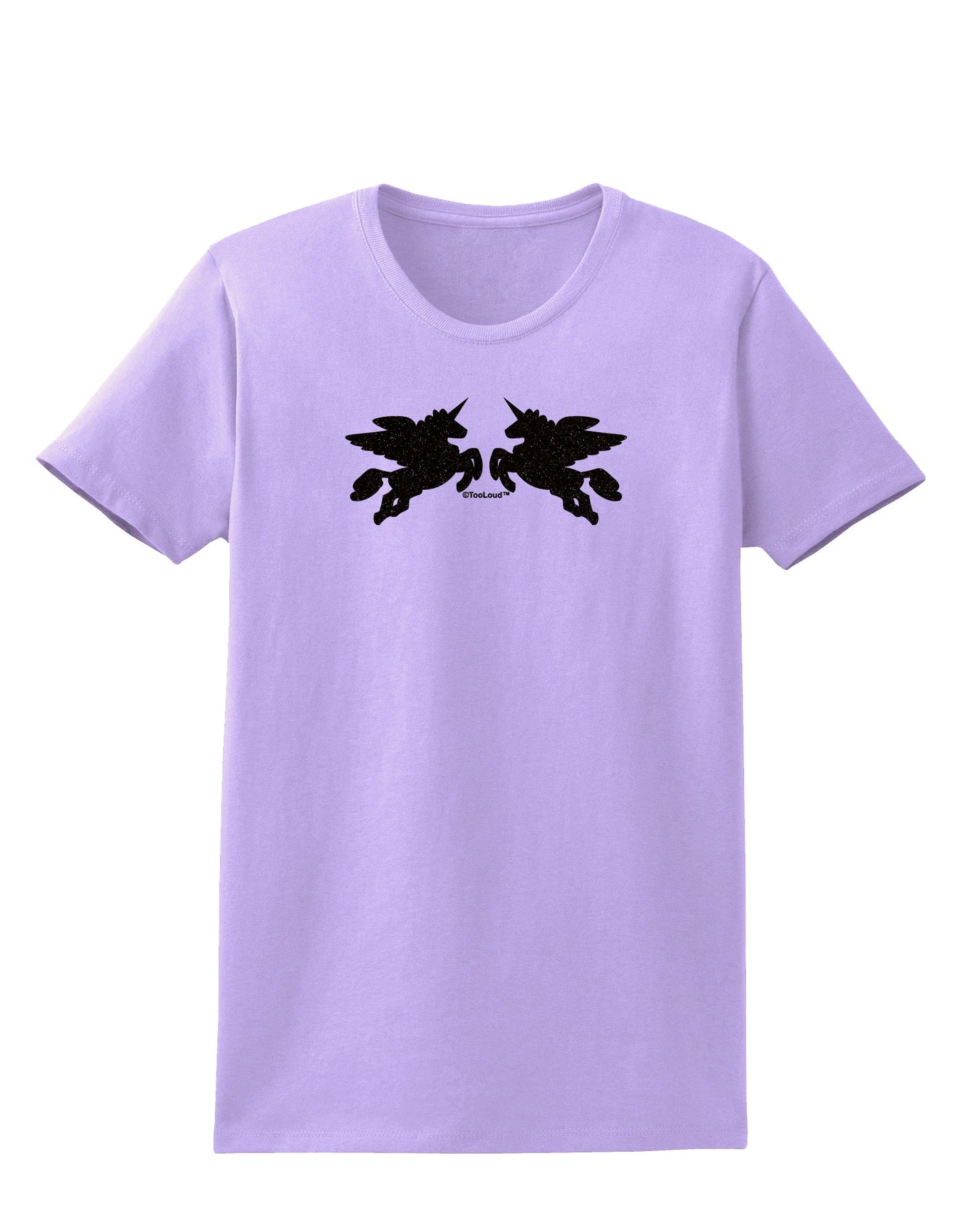 Unicorn Pegasus Black Glitter Womens T-Shirt by TooLoud-Womens T-Shirt-TooLoud-Lavender-X-Small-Davson Sales