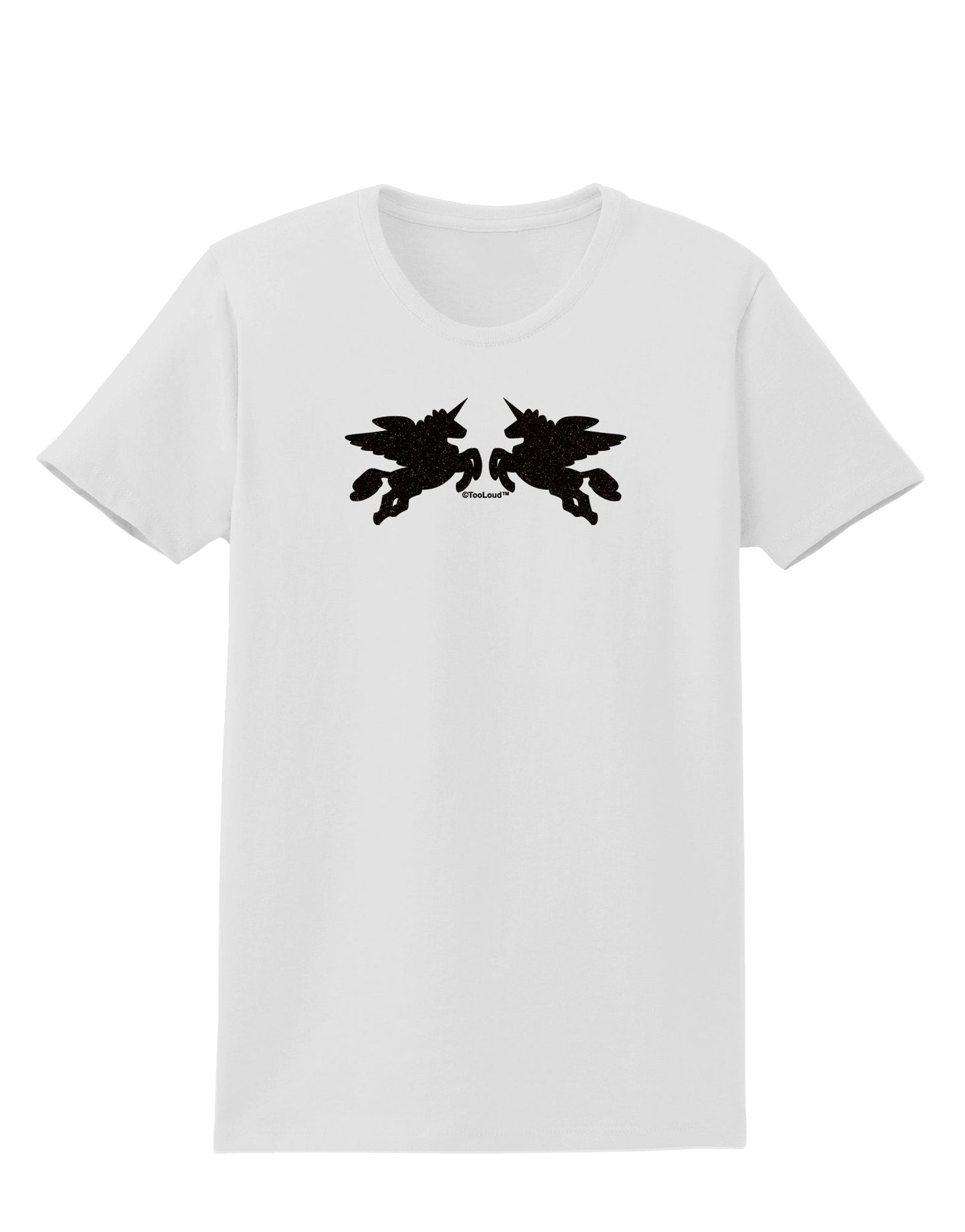 Unicorn Pegasus Black Glitter Womens T-Shirt by TooLoud-Womens T-Shirt-TooLoud-White-X-Small-Davson Sales