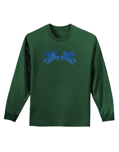 Unicorn Pegasus Blue Glitter Adult Long Sleeve Dark T-Shirt by TooLoud-TooLoud-Dark-Green-Small-Davson Sales