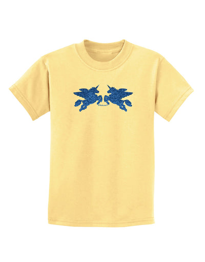 Unicorn Pegasus Blue Glitter Childrens T-Shirt by TooLoud-Childrens T-Shirt-TooLoud-Daffodil-Yellow-X-Small-Davson Sales