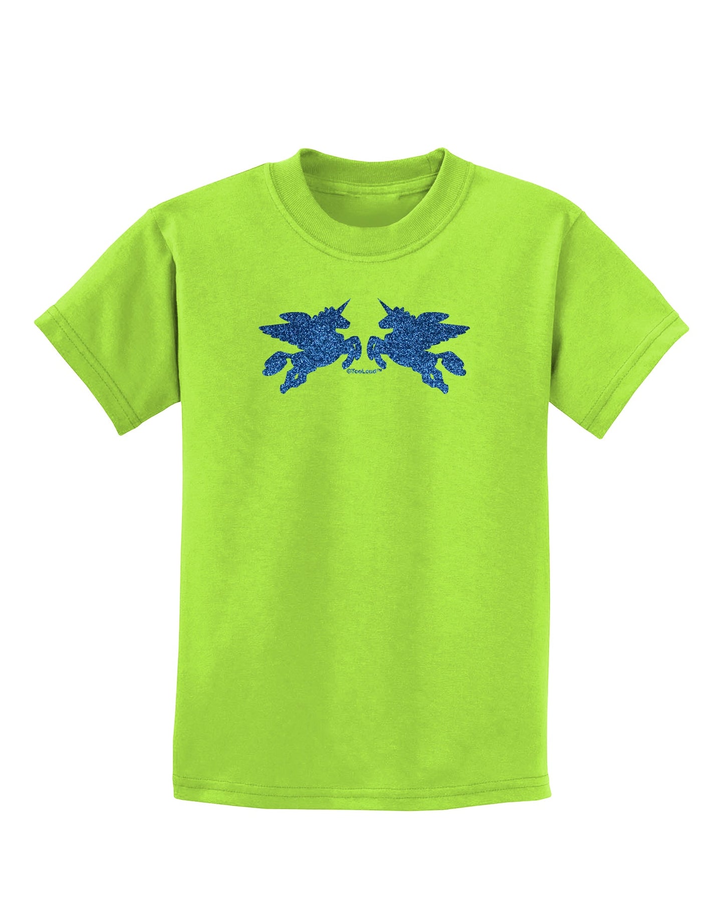 Unicorn Pegasus Blue Glitter Childrens T-Shirt by TooLoud-Childrens T-Shirt-TooLoud-Lime-Green-X-Small-Davson Sales