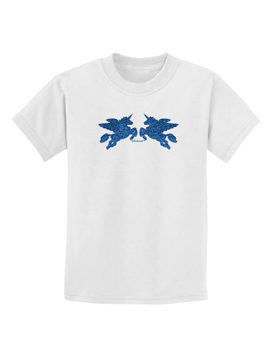 Unicorn Pegasus Blue Glitter Childrens T-Shirt by TooLoud-Childrens T-Shirt-TooLoud-White-X-Small-Davson Sales