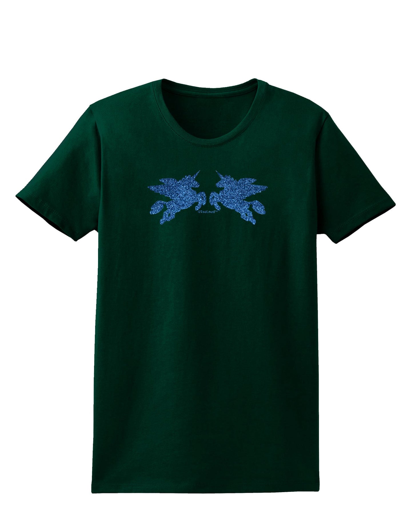 Unicorn Pegasus Blue Glitter Womens Dark T-Shirt by TooLoud-Womens T-Shirt-TooLoud-Forest-Green-Small-Davson Sales