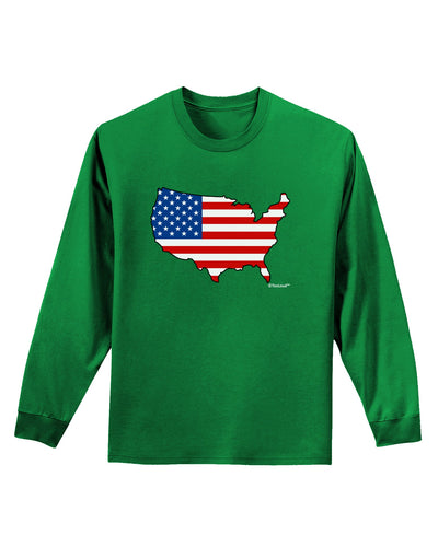 United States Cutout - American Flag Design Adult Long Sleeve Dark T-Shirt by TooLoud-TooLoud-Kelly-Green-Small-Davson Sales