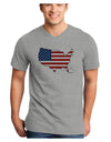 United States Cutout - American Flag Design Adult V-Neck T-shirt by TooLoud-Mens V-Neck T-Shirt-TooLoud-HeatherGray-Small-Davson Sales