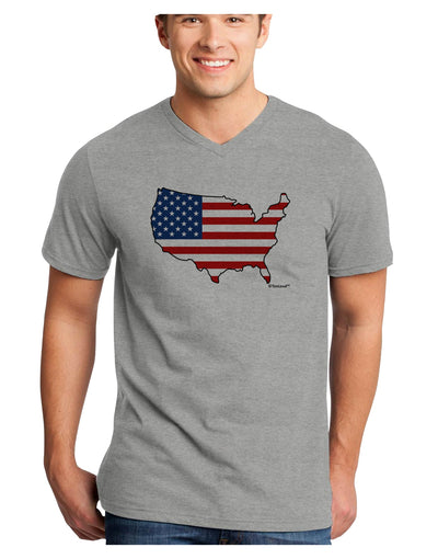 United States Cutout - American Flag Design Adult V-Neck T-shirt by TooLoud-Mens V-Neck T-Shirt-TooLoud-HeatherGray-Small-Davson Sales