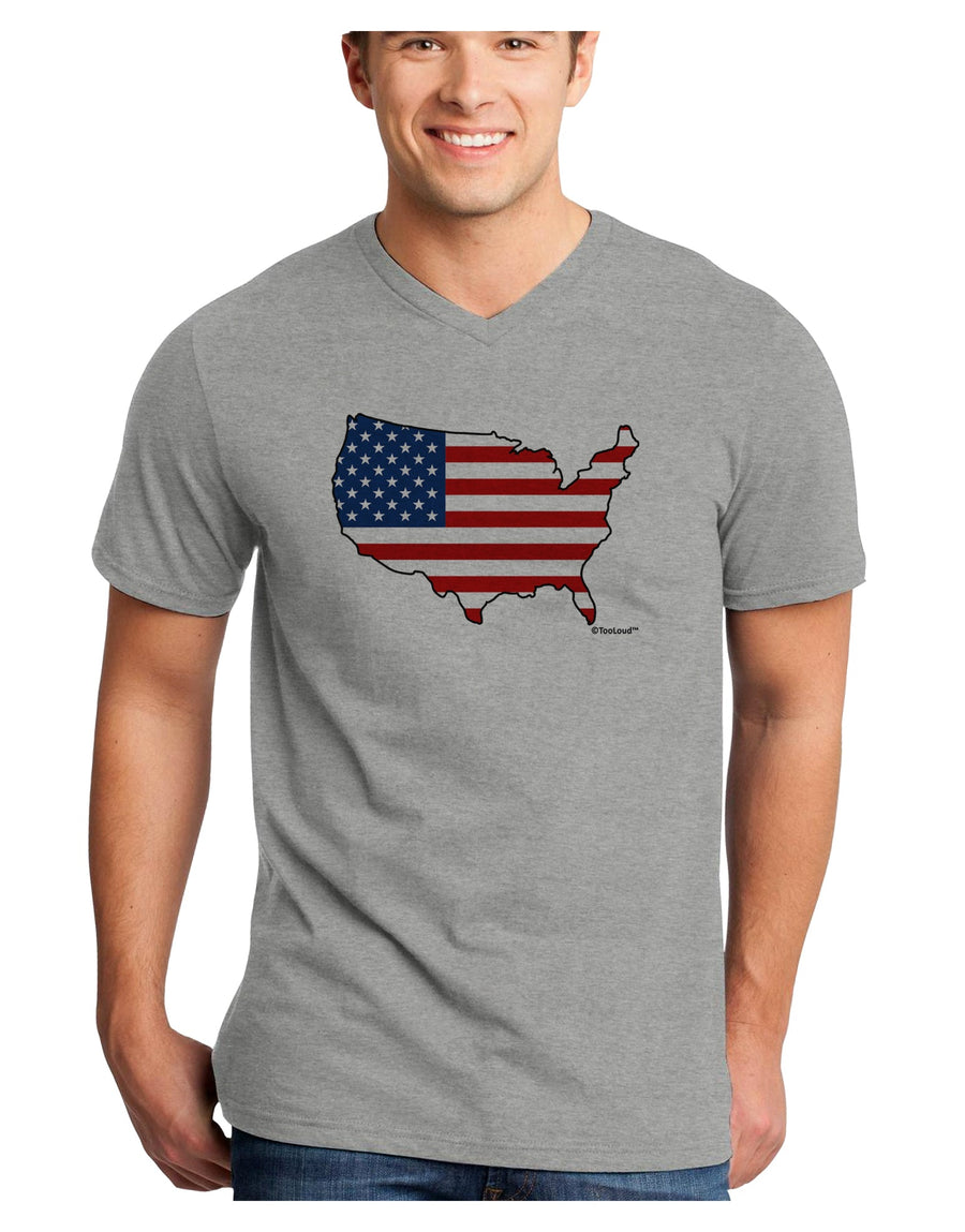 United States Cutout - American Flag Design Adult V-Neck T-shirt by TooLoud-Mens V-Neck T-Shirt-TooLoud-White-Small-Davson Sales