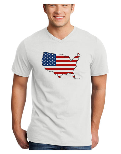 United States Cutout - American Flag Design Adult V-Neck T-shirt by TooLoud-Mens V-Neck T-Shirt-TooLoud-White-Small-Davson Sales