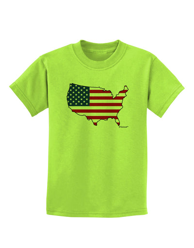 United States Cutout - American Flag Design Childrens T-Shirt by TooLoud-Childrens T-Shirt-TooLoud-Lime-Green-X-Small-Davson Sales