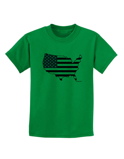 United States Cutout - American Flag Design Childrens T-Shirt by TooLoud-Childrens T-Shirt-TooLoud-Kelly-Green-X-Small-Davson Sales