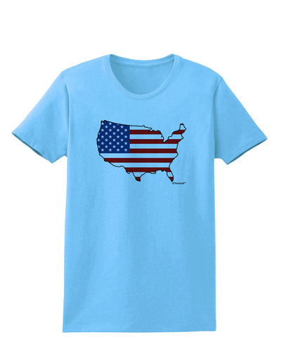 United States Cutout - American Flag Design Womens T-Shirt by TooLoud-Womens T-Shirt-TooLoud-Aquatic-Blue-X-Small-Davson Sales