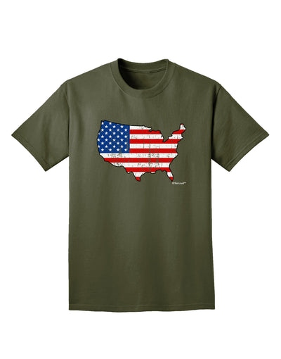 United States Cutout - American Flag Distressed Adult Dark T-Shirt by TooLoud-Mens T-Shirt-TooLoud-Military-Green-Small-Davson Sales