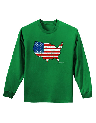 United States Cutout - American Flag Distressed Adult Long Sleeve Dark T-Shirt by TooLoud-TooLoud-Kelly-Green-Small-Davson Sales