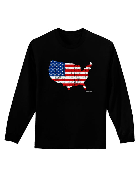 United States Cutout - American Flag Distressed Adult Long Sleeve Dark T-Shirt by TooLoud-TooLoud-Black-Small-Davson Sales