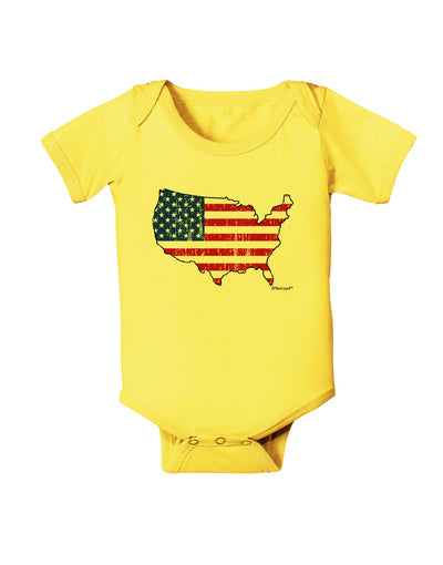 United States Cutout - American Flag Distressed Baby Romper Bodysuit by TooLoud-Baby Romper-TooLoud-Yellow-06-Months-Davson Sales