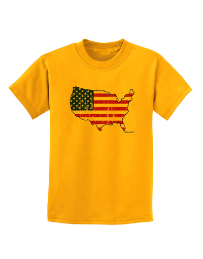 United States Cutout - American Flag Distressed Childrens T-Shirt by TooLoud-Childrens T-Shirt-TooLoud-Gold-X-Small-Davson Sales