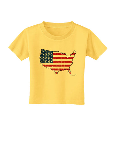 United States Cutout - American Flag Distressed Toddler T-Shirt by TooLoud-Toddler T-Shirt-TooLoud-Yellow-2T-Davson Sales