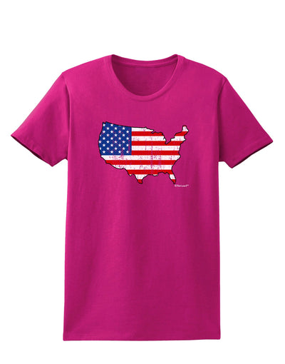 United States Cutout - American Flag Distressed Womens Dark T-Shirt by TooLoud-Womens T-Shirt-TooLoud-Hot-Pink-Small-Davson Sales