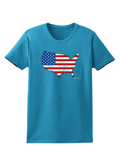 United States Cutout - American Flag Distressed Womens Dark T-Shirt by TooLoud-Womens T-Shirt-TooLoud-Turquoise-X-Small-Davson Sales