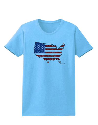 United States Cutout - American Flag Distressed Womens T-Shirt by TooLoud-Womens T-Shirt-TooLoud-Aquatic-Blue-X-Small-Davson Sales