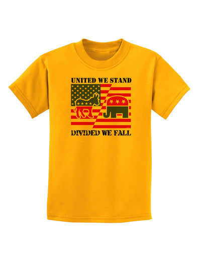 United We Stand Divided We Fall Childrens T-Shirt-Childrens T-Shirt-TooLoud-Gold-X-Small-Davson Sales