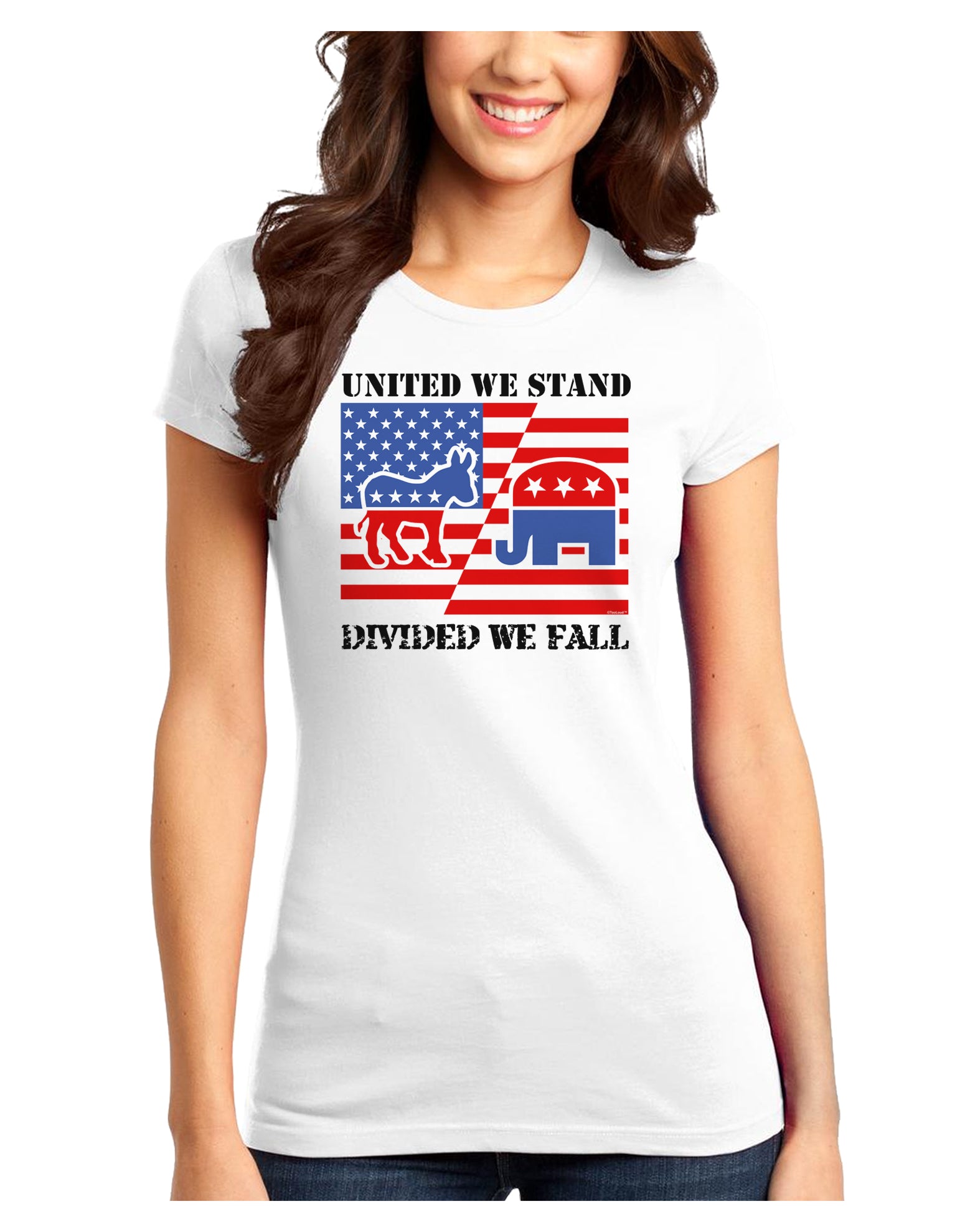 United We Stand Divided We Fall Juniors T-Shirt-Womens Juniors T-Shirt-TooLoud-White-Juniors Fitted XS-Davson Sales