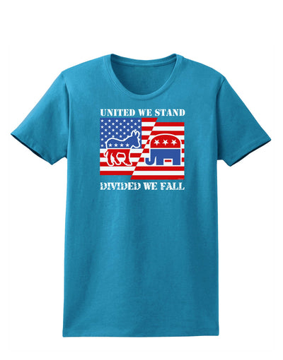 United We Stand Divided We Fall Womens Dark T-Shirt-TooLoud-Turquoise-X-Small-Davson Sales