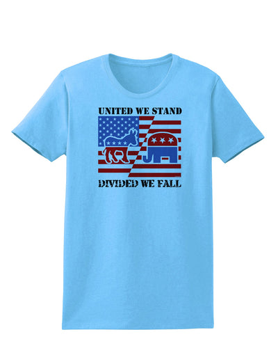 United We Stand Divided We Fall Womens T-Shirt-Womens T-Shirt-TooLoud-Aquatic-Blue-X-Small-Davson Sales