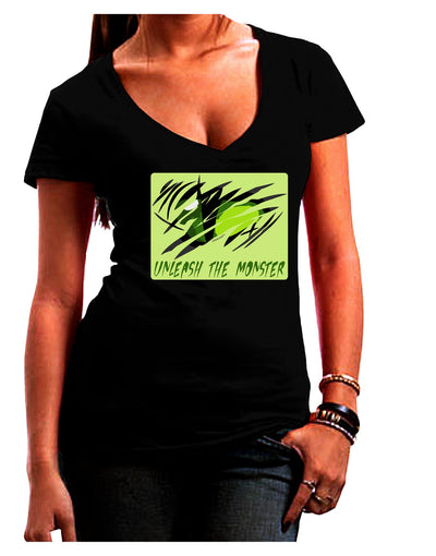 Unleash The Monster Juniors V-Neck Dark T-Shirt-Womens V-Neck T-Shirts-TooLoud-Black-Juniors Fitted Small-Davson Sales