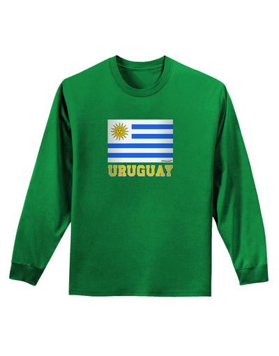 Uruguay Flag Dark Adult Long Sleeve Dark T-Shirt-TooLoud-Kelly-Green-Small-Davson Sales