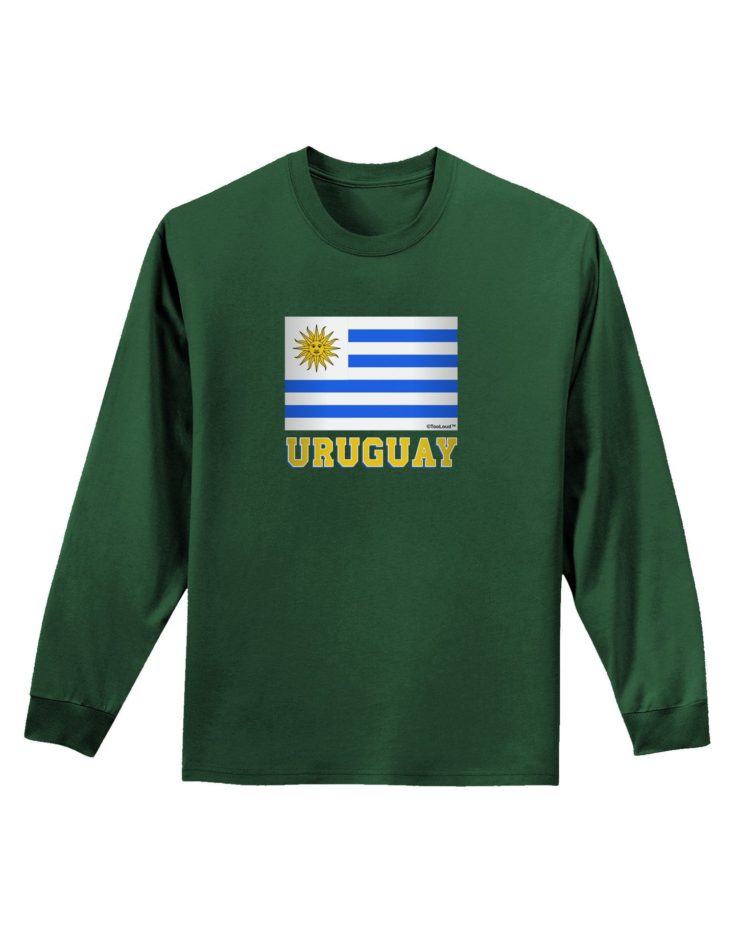 Uruguay Flag Dark Adult Long Sleeve Dark T-Shirt-TooLoud-Dark-Green-Small-Davson Sales
