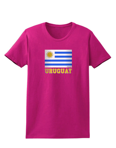 Uruguay Flag Dark Womens Dark T-Shirt-TooLoud-Hot-Pink-Small-Davson Sales