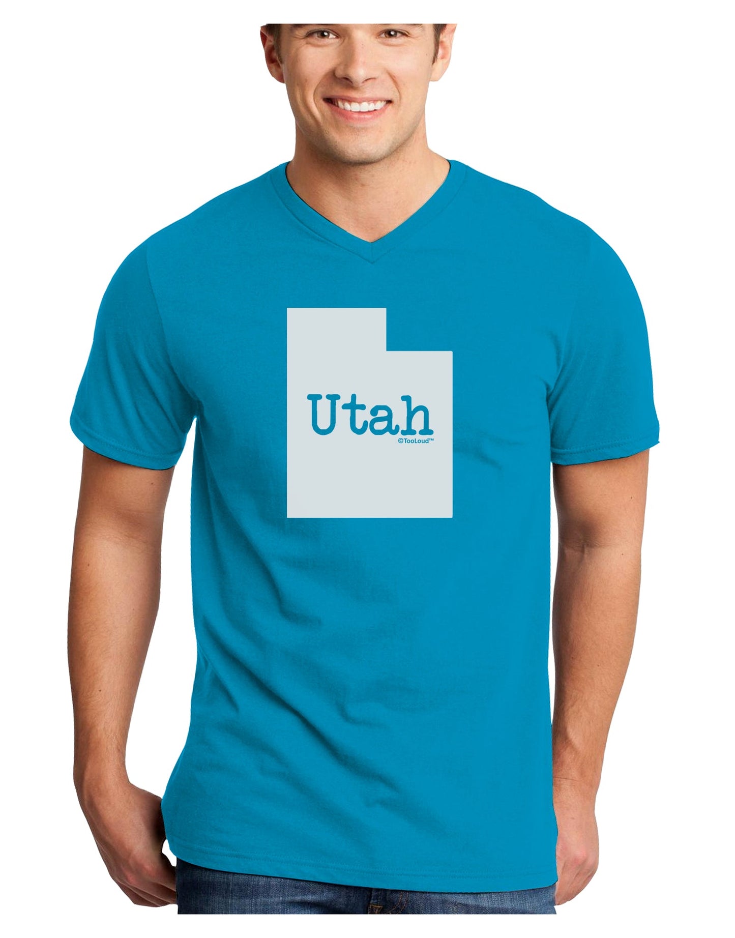 Utah - United States Shape Adult Dark V-Neck T-Shirt by TooLoud-Mens V-Neck T-Shirt-TooLoud-Turquoise-Small-Davson Sales