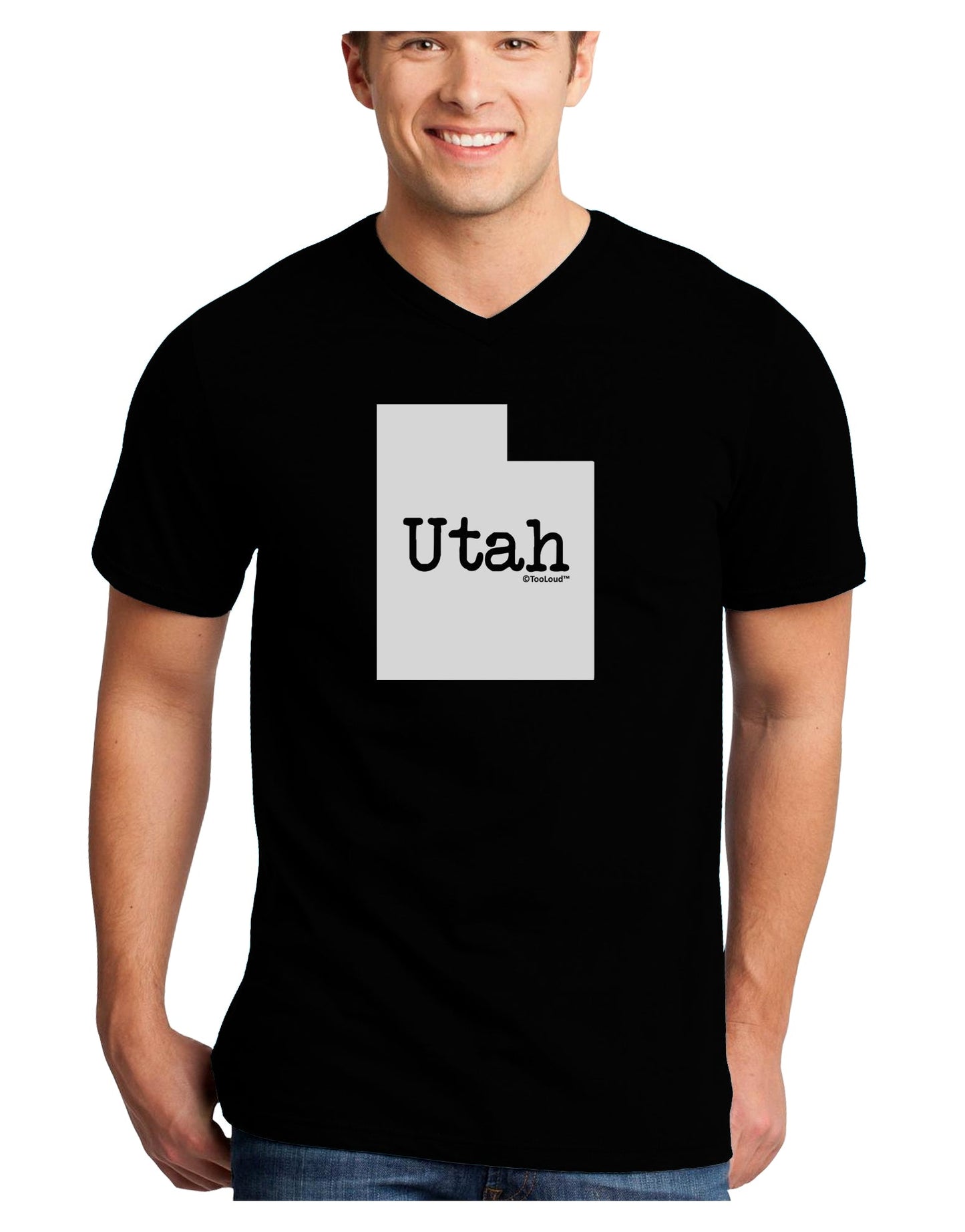 Utah - United States Shape Adult Dark V-Neck T-Shirt by TooLoud-Mens V-Neck T-Shirt-TooLoud-Black-Small-Davson Sales