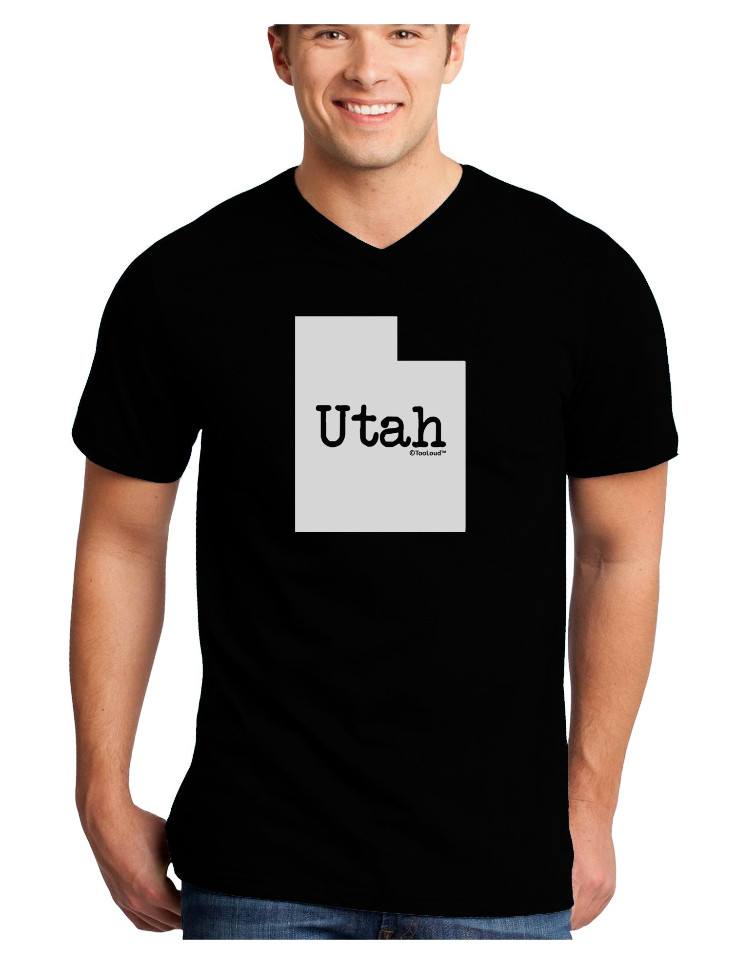 Utah - United States Shape Adult Dark V-Neck T-Shirt by TooLoud-Mens V-Neck T-Shirt-TooLoud-Black-Small-Davson Sales