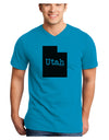 Utah - United States Shape Adult V-Neck T-shirt by TooLoud-Mens V-Neck T-Shirt-TooLoud-Turquoise-Small-Davson Sales