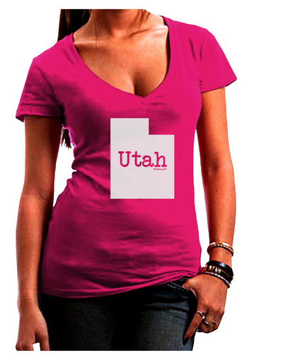 Utah - United States Shape Juniors V-Neck Dark T-Shirt by TooLoud-Womens V-Neck T-Shirts-TooLoud-Hot-Pink-Juniors Fitted Small-Davson Sales