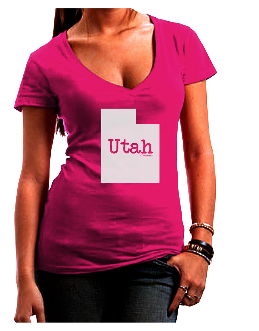 Utah - United States Shape Juniors V-Neck Dark T-Shirt by TooLoud-Womens V-Neck T-Shirts-TooLoud-Black-Juniors Fitted Small-Davson Sales