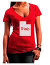 Utah - United States Shape Juniors V-Neck Dark T-Shirt by TooLoud-Womens V-Neck T-Shirts-TooLoud-Red-Juniors Fitted Small-Davson Sales