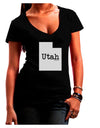 Utah - United States Shape Juniors V-Neck Dark T-Shirt by TooLoud-Womens V-Neck T-Shirts-TooLoud-Black-Juniors Fitted Small-Davson Sales