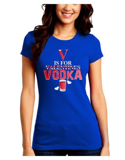 V Is For Vodka Juniors Petite Crew Dark T-Shirt-Womens V-Neck T-Shirts-TooLoud-Royal-Blue-Juniors Fitted Small-Davson Sales