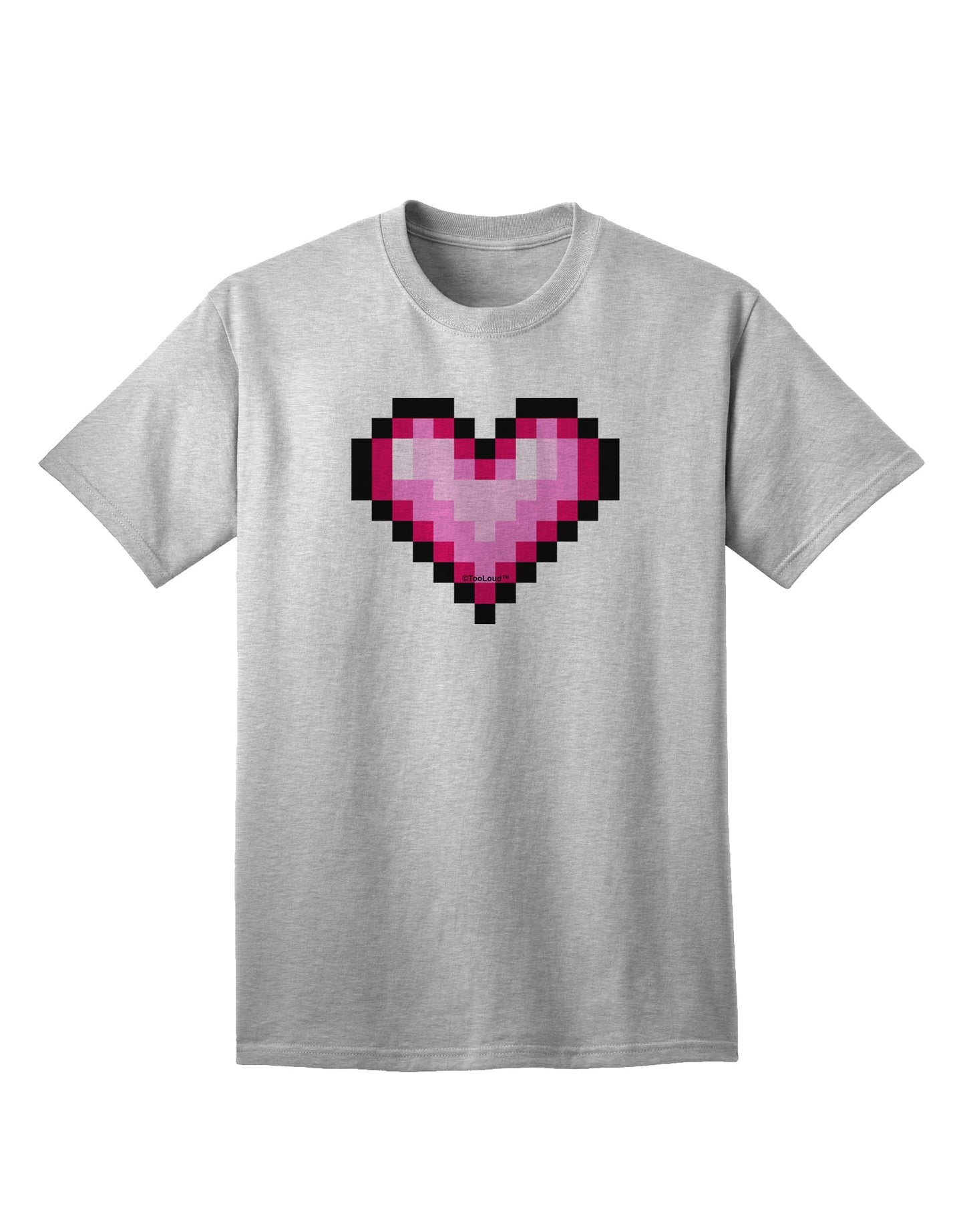 Valentine's Day Adult T-Shirt with Pixel Heart Design by TooLoud-Mens T-shirts-TooLoud-AshGray-Small-Davson Sales